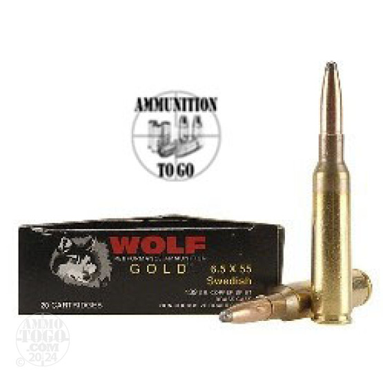 20rds - 6.5x55 Wolf Gold 139gr Copper SP Ammo